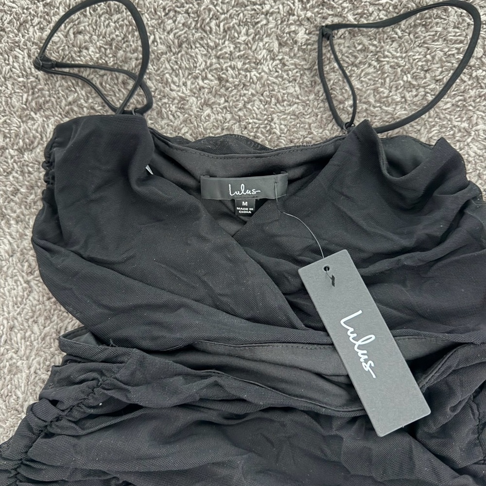 NWT Black Ruched Cutout Bodycon Dress - Picture 4 of 5